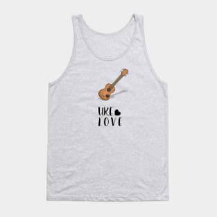 Mahalo and Aloha Hawaiian Acoustic Ukulele Uke Love with Heart Tank Top